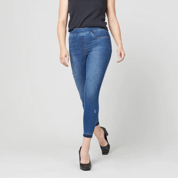 Spanx Pull On Distressed‎ Ankle Skinny Jeans Medium Wash Women's Small - Picture 1 of 12